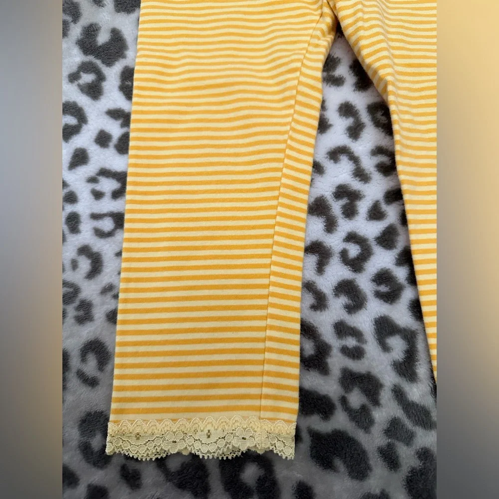 babyGap Striped Leggings with Lace Trim in Yellow Size Toddler 3 Years